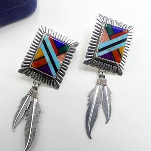 Vintage marked OT Southwest sterling silver & mult